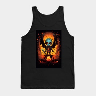 Skull with wings and holding a fireball Tank Top